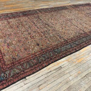 1880s Rustic Camel Geometric Antique Bakshaiesh Handknotted Wool Gallery Rug - detail view 6