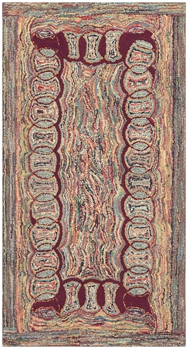 1880s small multi geometric folk art antique american knotted wool hooked rug 1 1880s small multi geometric folk art antique american knotted wool hooked rug