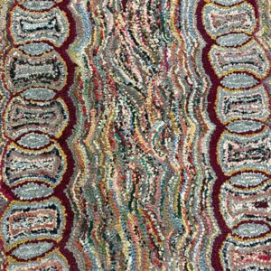 1880s Small Multi Geometric Folk Art Antique American Knotted Wool Hooked Rug - detail view 2