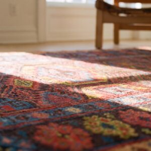 Wool Antique 1890s Allover Geometric Persian Brown Earth Tone Kurdish Hand Knotted Pile Rug (SKU 21437) - in-room detail