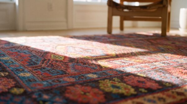 Wool antique 1890s allover geometric persian brown earth tone kurdish hand knotted pile rug 7 Wool antique 1890s allover geometric persian brown earth tone kurdish hand knotted pile rug (sku 21437) - in-room detail