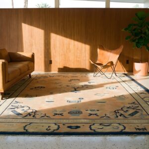 Hand Knotted Pile 1890s Coral Rectangle Wool Antique Rug (SKU 23580) - room view