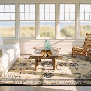 1890s Ivory Beige Cream White Rectangle Hand Knotted Pile Wool Antique Rug (SKU 24440) - room view