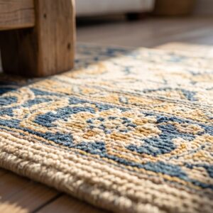 1890s Ivory Beige Cream White Rectangle Hand Knotted Pile Wool Antique Rug (SKU 24440) - in-room detail