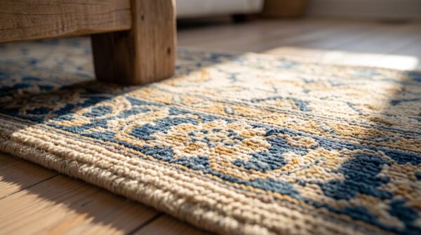 1890s ivory beige cream white rectangle hand knotted pile wool antique rug (sku 24440) - in-room detail