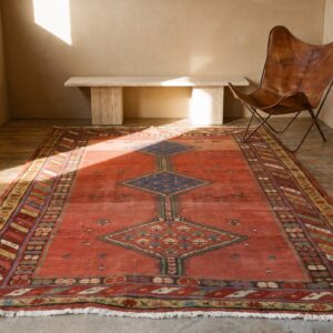 Antique 1890s N.W. Persian Geometric Red Wool Hallway Runner Rug (SKU 21608) - room view