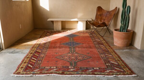Antique 1890s n. W. Persian geometric red wool hallway runner rug 8 Antique 1890s n. W. Persian geometric red wool hallway runner rug (sku 21608) - room view