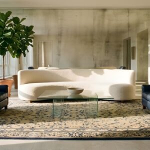 Hand Knotted Pile Wool 1890s Antique Rectangle Ivory Beige Cream White Rug (SKU 23812) - room view