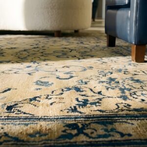 Hand Knotted Pile Wool 1890s Antique Rectangle Ivory Beige Cream White Rug (SKU 23812) - in-room detail