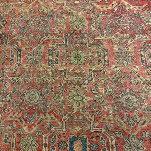 1890s Red Field Medallion Large Scale Antique Sultanabad Knotted Wool Rug - detail view 4