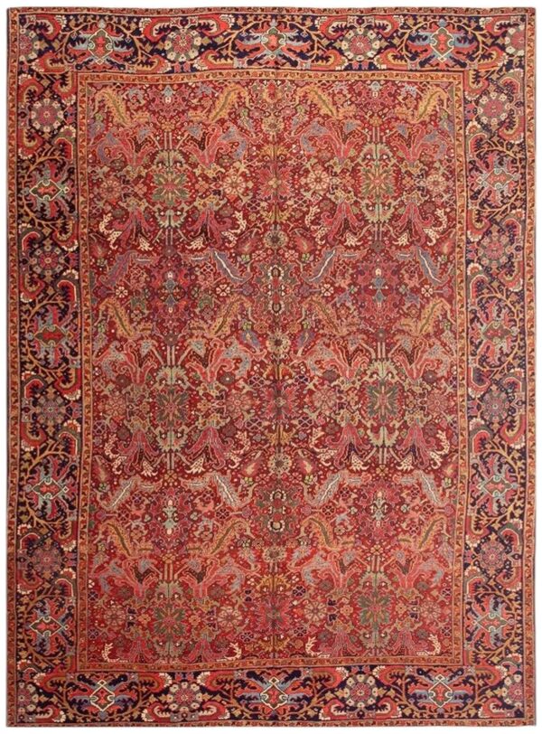 1890s red ground geometric antique heriz handknotted room size rug 1 1890s red ground geometric antique heriz handknotted room size rug