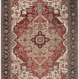 1890s Traditional Beige Field Medallion Geometric Antique Heriz Knotted Wool Rug