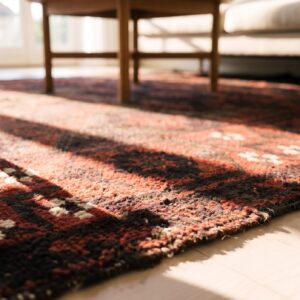 Antique Hand Knotted Pile 1900s Allover Geometric Blue Rectangle Wool Rug (SKU 25298) - in-room detail