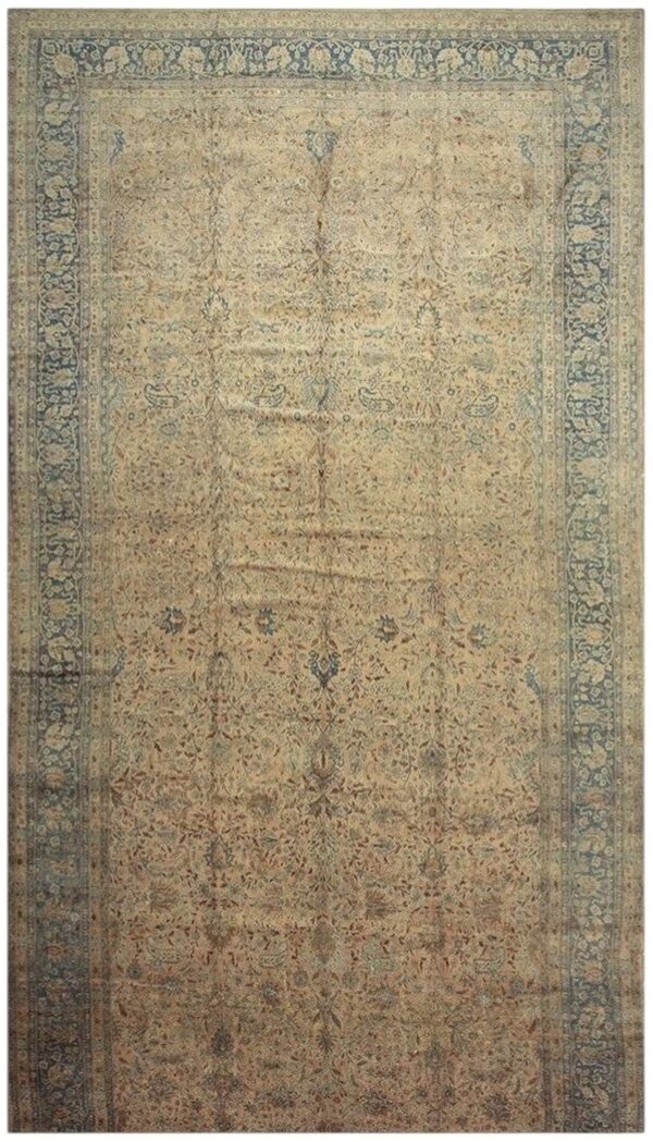 1900s antique beige field floral mashad gallery rug 1 1900s antique beige field floral mashad gallery rug
