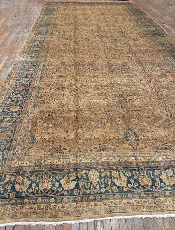 1900s antique beige field floral mashad gallery rug 2 1900s antique beige field floral mashad gallery rug - detail view 1