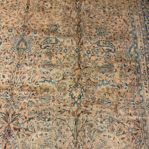 1900s Antique Beige Field Floral Mashad Gallery Rug - detail view 2