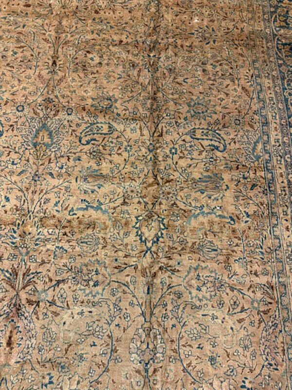 1900s antique beige field floral mashad gallery rug 3 1900s antique beige field floral mashad gallery rug - detail view 2