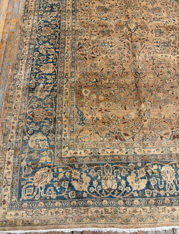 1900s antique beige field floral mashad gallery rug 4 1900s antique beige field floral mashad gallery rug - detail view 3