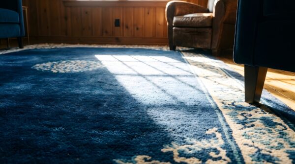 1900s hand knotted pile antique wool blue rectangle rug 8 1900s hand knotted pile antique wool blue rectangle rug (sku 23811) - in-room detail