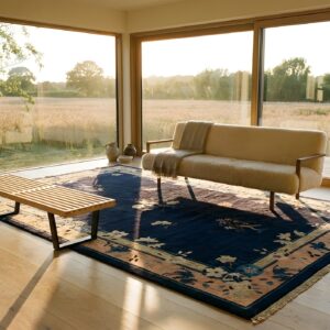 1900s Wool Antique Hand Knotted Pile Blue Rectangle Rug (SKU 24937) - room view