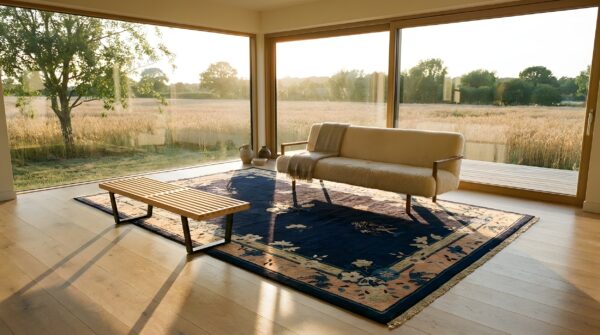 1900s wool antique hand knotted pile blue rectangle rug 10 1900s wool antique hand knotted pile blue rectangle rug (sku 24937) - room view
