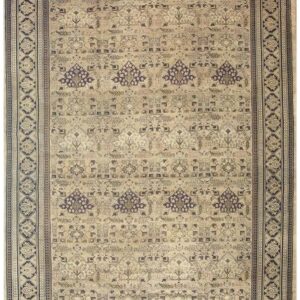 1900s Camel Field Geometric Antique Amritsar Indian Knotted Wool Oversized Rug