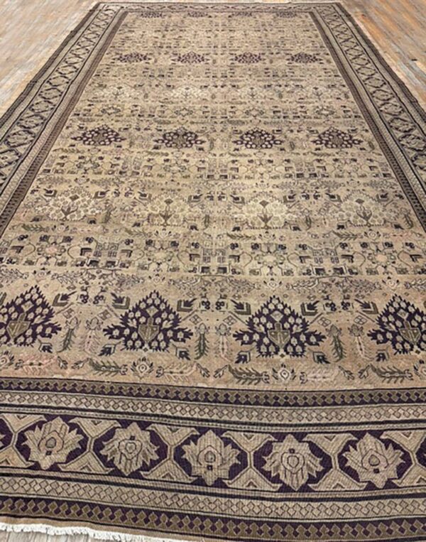 1900s camel field geometric antique amritsar indian knotted wool oversized rug 2 1900s camel field geometric antique amritsar indian knotted wool oversized rug - detail view 1