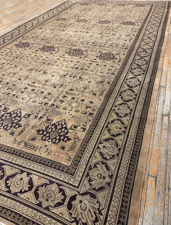 1900s camel field geometric antique amritsar indian knotted wool oversized rug 4 1900s camel field geometric antique amritsar indian knotted wool oversized rug - detail view 3