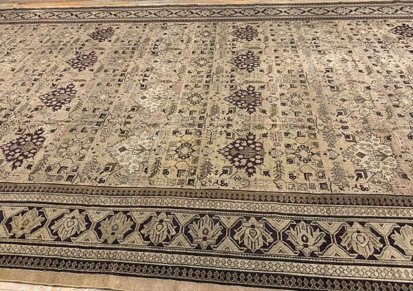 1900s camel field geometric antique amritsar indian knotted wool oversized rug 6 1900s camel field geometric antique amritsar indian knotted wool oversized rug - detail view 5