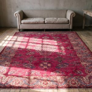 1900s Fuchsia Red Antique Formal Persian Kashan Carpet 4'6"x6'10" Silk Carpet (SKU 21609) - room view