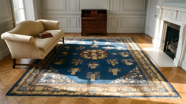 1900s rectangle hand knotted pile blue antique wool rug 9 1900s rectangle hand knotted pile blue antique wool rug (sku 24296) - room view