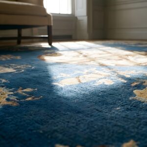 1900s Rectangle Hand Knotted Pile Blue Antique Wool Rug (SKU 24296) - in-room detail