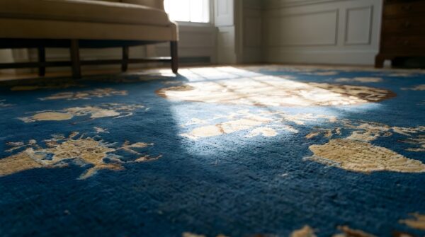 1900s rectangle hand knotted pile blue antique wool rug 10 1900s rectangle hand knotted pile blue antique wool rug (sku 24296) - in-room detail