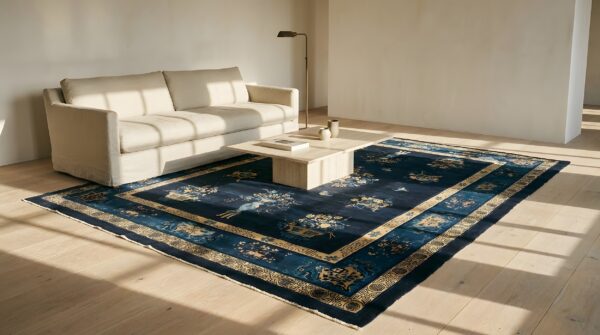 Wool 1900s room size rectangle knotted chinese - peking antique blue rug (sku 25583) - room view
