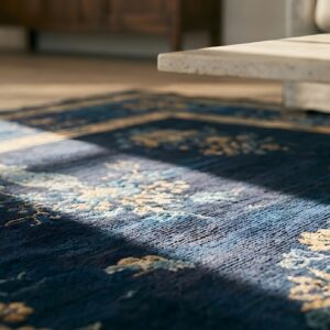 Wool 1900s Room Size Rectangle Knotted Chinese - Peking Antique Blue Rug (SKU 25583) - in-room detail