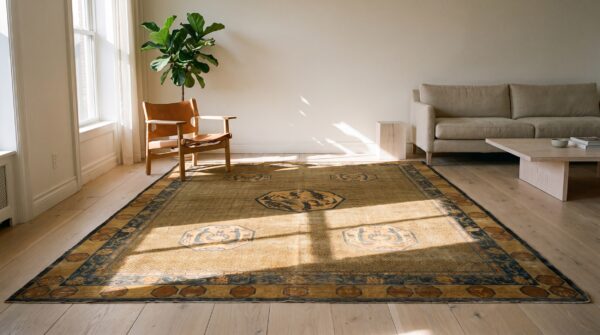 1900s solid brown field dragon medallion antique chinese handknotted wool rug 10 1900s solid brown field dragon medallion antique chinese handknotted wool rug (sku 21587) - room view