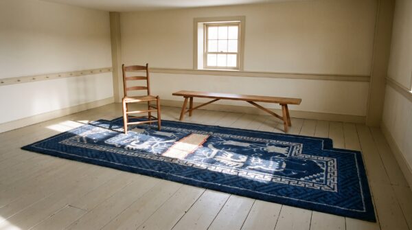 Hand knotted pile 1920s wool allover blue antique chinese rug (sku 21983) - room view