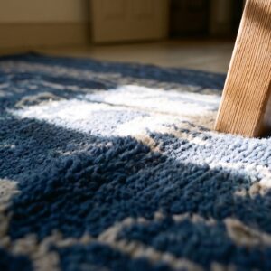 Hand Knotted Pile 1920s Wool Allover Blue Antique Chinese Rug (SKU 21983) - in-room detail