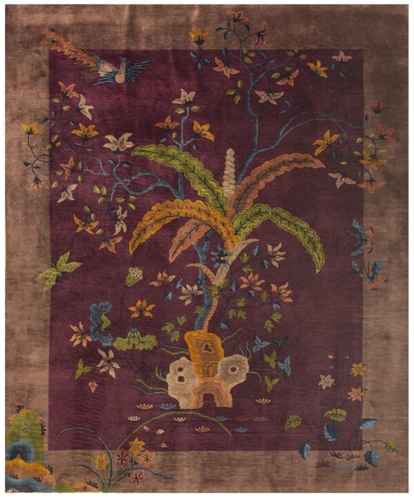 1920s antique purple field modern handknotted wool chinese art deco carpet rug 1 1920s antique purple field modern handknotted wool chinese art deco carpet rug