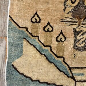 1920s Beige Field Traditional Antique Chinese Tiger Motif Asian Pictorial Rug - detail view 2