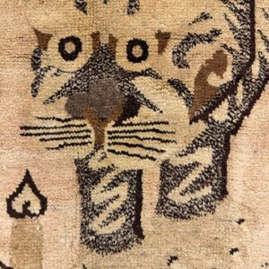 1920s Beige Field Traditional Antique Chinese Tiger Motif Asian Pictorial Rug - detail view 4