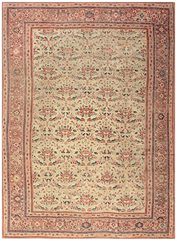 1920s beige room size antique allover floral knotted wool mahal rug 1 1920s beige room size antique allover floral knotted wool mahal rug