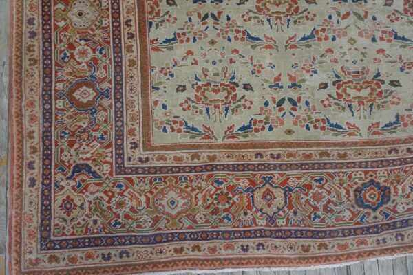 1920s beige room size antique allover floral knotted wool mahal rug 3 1920s beige room size antique allover floral knotted wool mahal rug - detail view 2