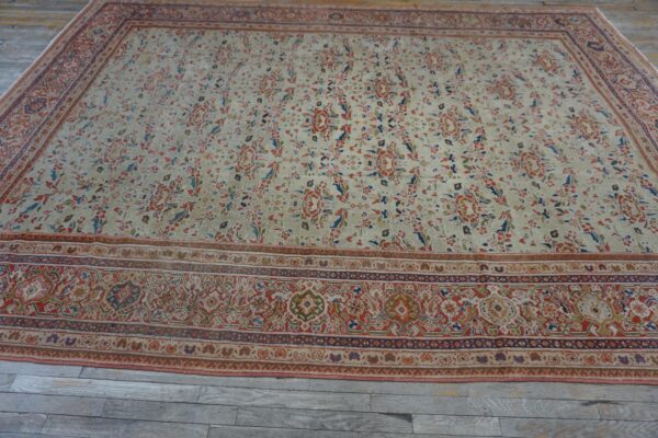 1920s beige room size antique allover floral knotted wool mahal rug 4 1920s beige room size antique allover floral knotted wool mahal rug - detail view 3