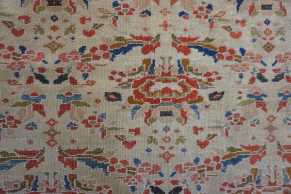 1920s beige room size antique allover floral knotted wool mahal rug 5 1920s beige room size antique allover floral knotted wool mahal rug - detail view 4
