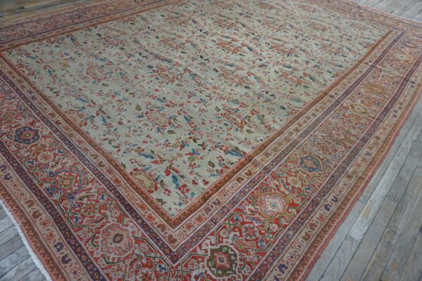 1920s beige room size antique allover floral knotted wool mahal rug 6 1920s beige room size antique allover floral knotted wool mahal rug - detail view 5