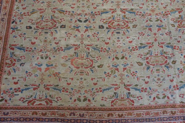 1920s beige room size antique allover floral knotted wool mahal rug 7 1920s beige room size antique allover floral knotted wool mahal rug - detail view 6