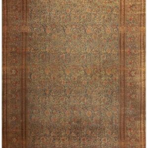 1920s Blue Navy Classic Floral Shah Abbas Antique Handknotted Wool Kashan Rug