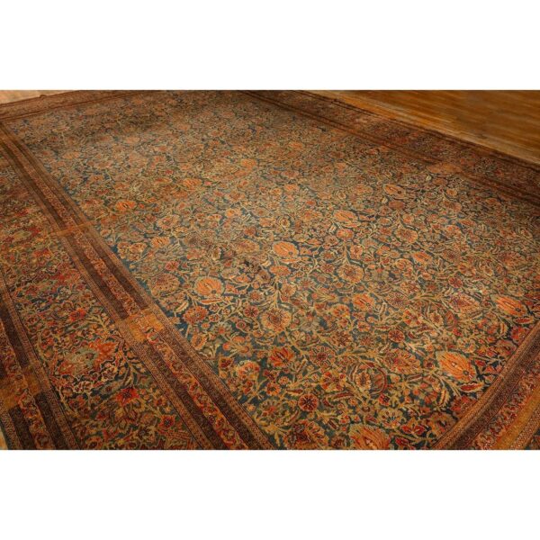 1920s blue navy classic floral shah abbas antique handknotted wool kashan rug 3 1920s blue navy classic floral shah abbas antique handknotted wool kashan rug - detail view 2