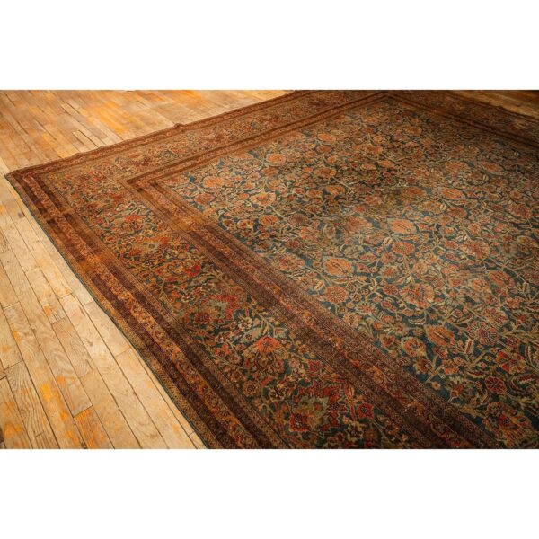1920s blue navy classic floral shah abbas antique handknotted wool kashan rug 4 1920s blue navy classic floral shah abbas antique handknotted wool kashan rug - detail view 3